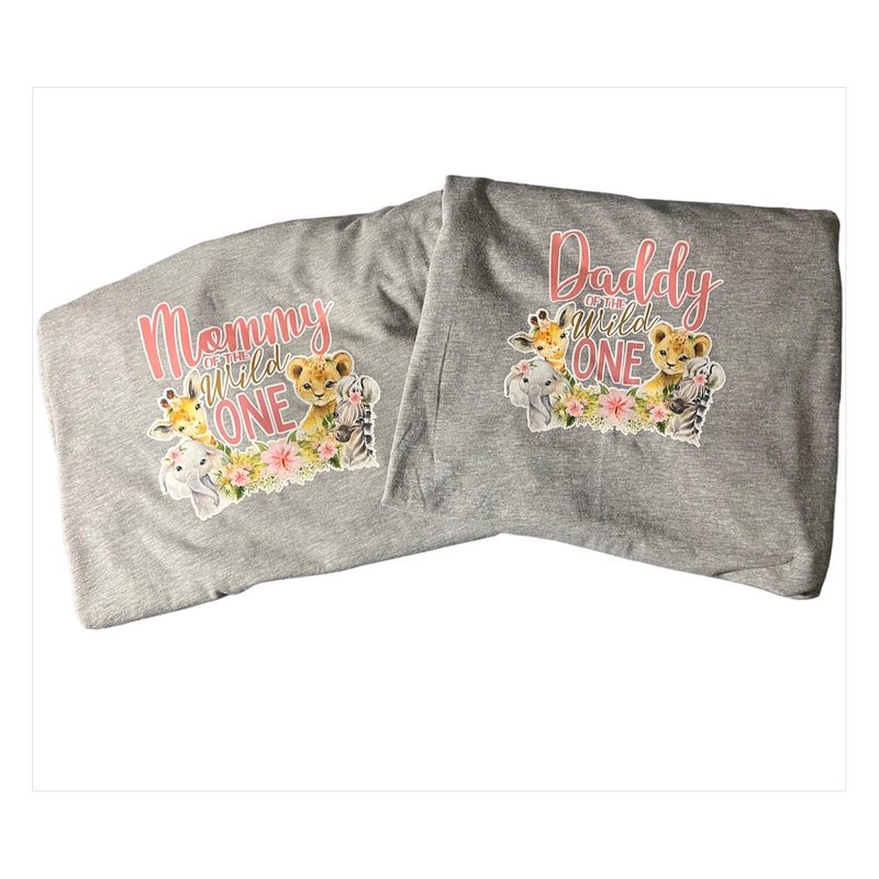 Mommy and Daddy of the Wild One, custom made by Harmonic Moments Crafts