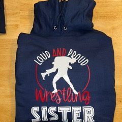 Wrestling Sister Hoodie, custom made by Harmonic Moments Crafts